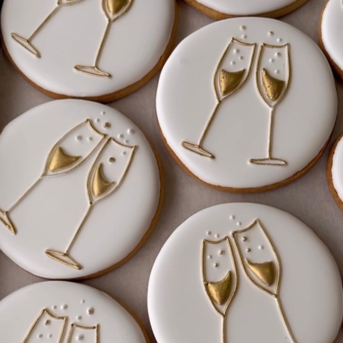 Champagne Glasses Decorated Sugar Cookies (Pre-Order One Dozen)