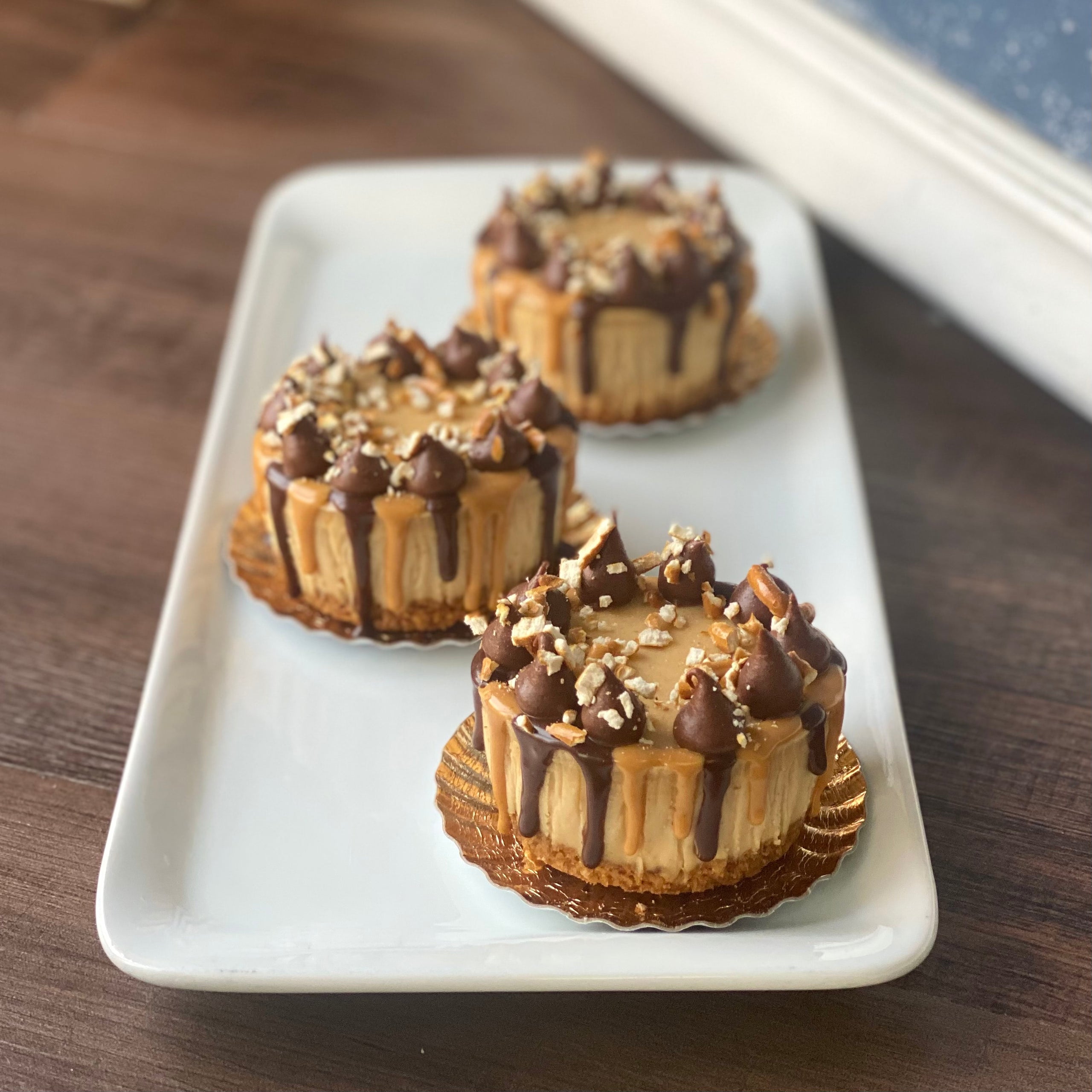 Individual Peanut Butter Cheesecake with Pretzel Crust Double Batch
